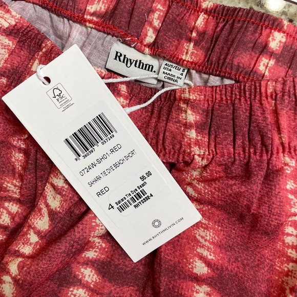 NWT Rhythm Sahara Red Tie Dye Beach Short (Size 4) - Picture 5 of 5